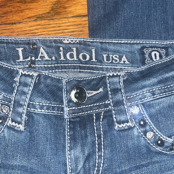 LA Idol embellished with Crosses large stitch Size 0 waist 28 length 18 - Picture 2 of 4